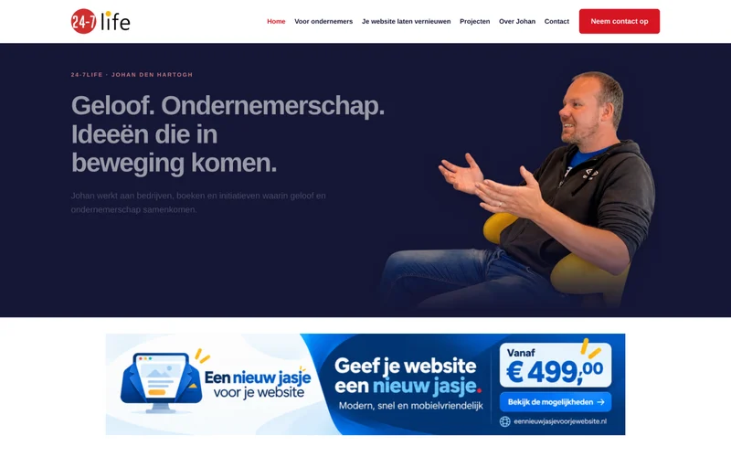 Screenshot van de homepage van 24-7Life.nl