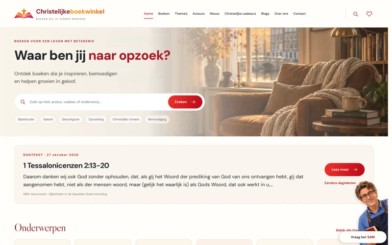 Screenshot van de homepage van Christelijkeboekwinkel.com