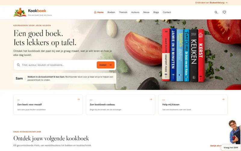 Screenshot van de homepage van Kookboek.eu