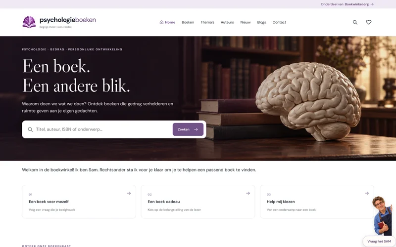Screenshot van de homepage van Psychologieboeken.nl