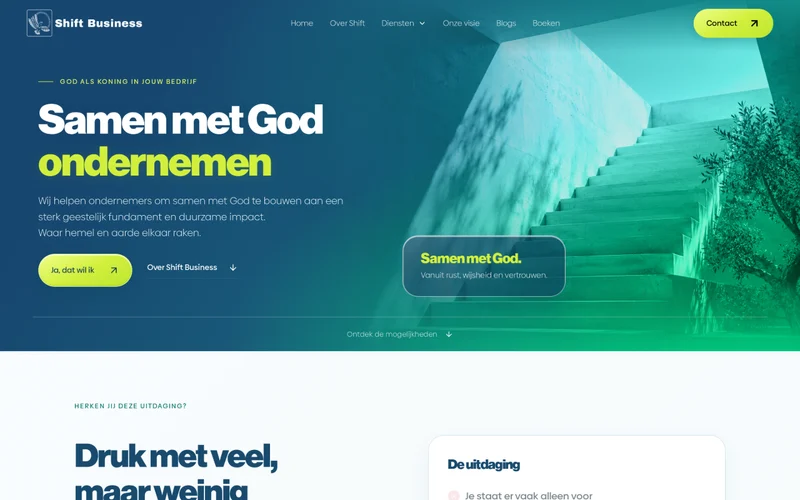 Screenshot van de homepage van ShiftBusiness.nl