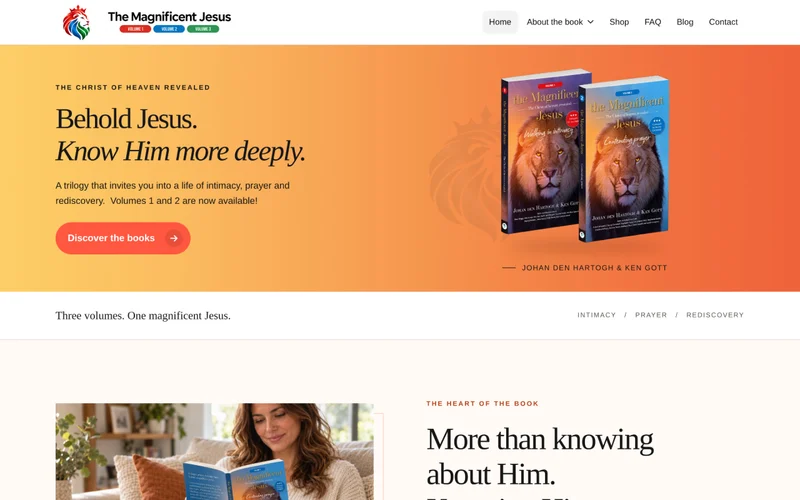 Screenshot van de homepage van TheMagnificentJesus.com